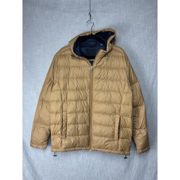 LinkSoul Men’s Kirkwall Golf Hooded Down Gold Brown Puffer Jacket Coat Active M - Picture 1 of 9